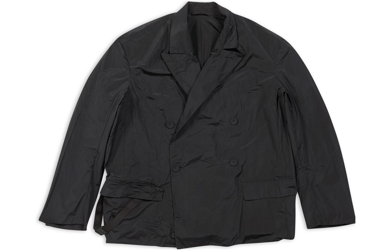 Balenciaga FW22 Double-Breasted Oversized Jacket Unisex Black 720043TMO051000
