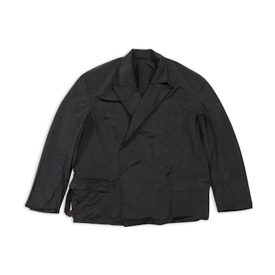 Balenciaga FW22 Double-Breasted Oversized Jacket Unisex Black 720043TMO051000