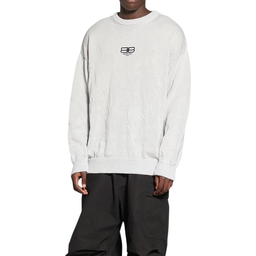 Purchase 발렌시아가 FW22 자수 로고 크루넥 풀오버 스웨터 남성 오프화이트 696226T32529012