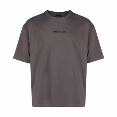 Balenciaga FW22 Embroidered Logo Crewneck T-Shirt Grey - Regular Fit. 612966TNVG91300