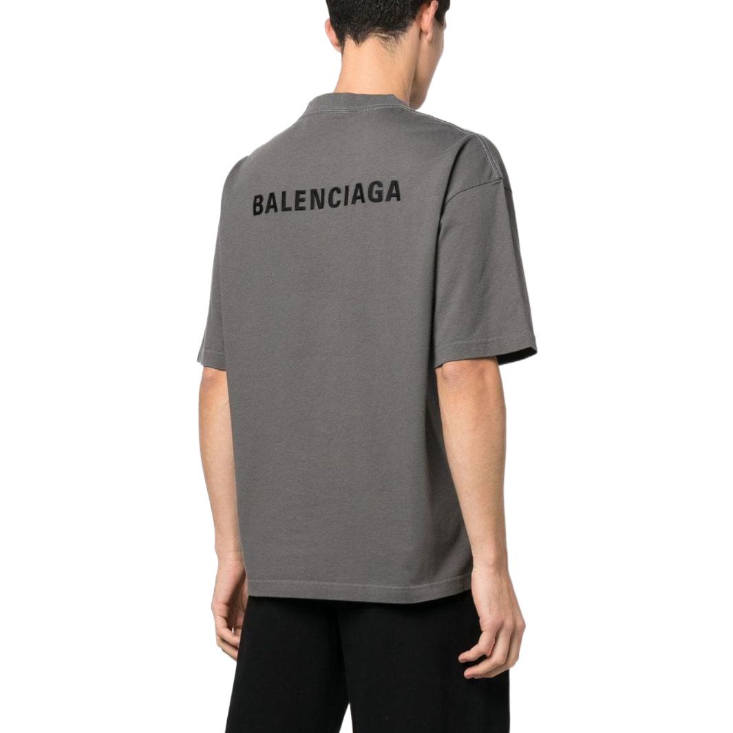 Shop Camiseta Gris Balenciaga FW22 Regular Fit con Logo Bordado. 612966TNVG91300