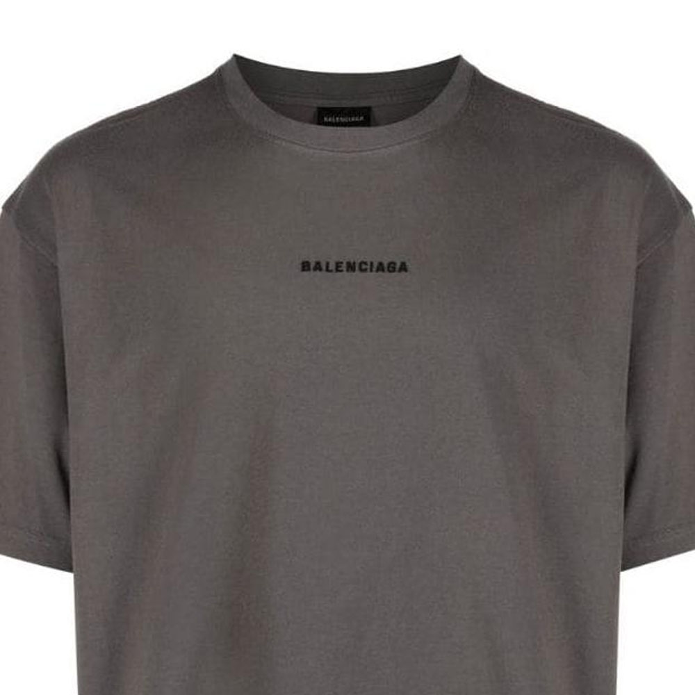 Details for Camiseta Gris Balenciaga FW22 Regular Fit con Logo Bordado. 612966TNVG91300