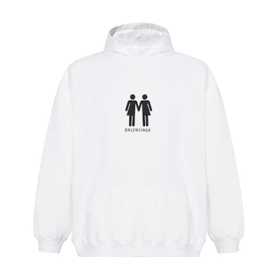 Balenciaga FW22 Flags Logo White Hoodie Unisex Oversized Fit Couples Wear. 651799TMVO30904