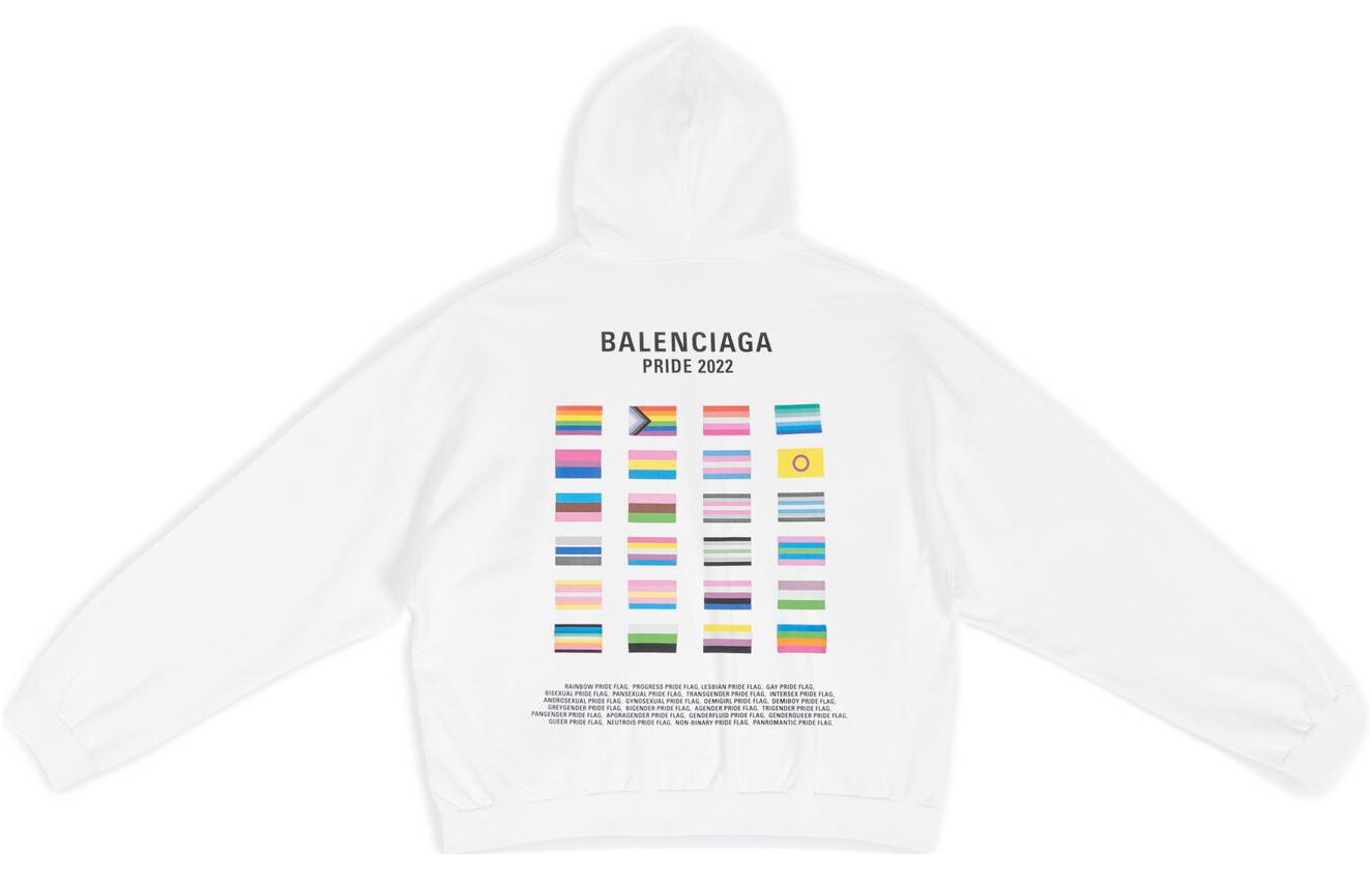 Balenciaga FW22 Flags Logo White Hoodie Unisex Oversized Fit Couples Wear. 651799TMVO30904 圖 3