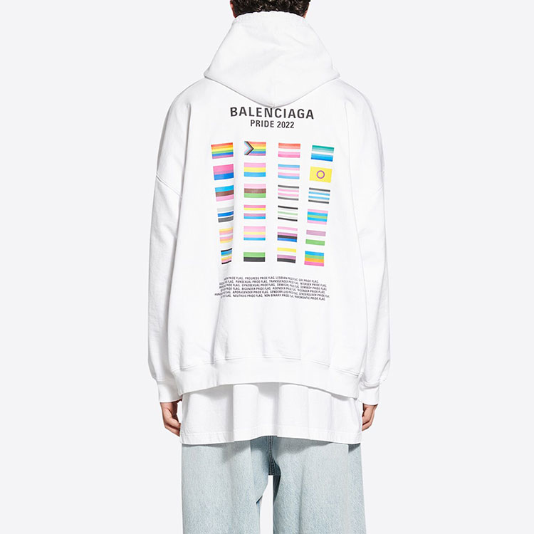 Balenciaga FW22 Flags Logo White Hoodie Unisex Oversized Fit Couples Wear. 651799TMVO30904 圖 5