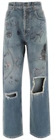 Balenciaga FW22 Graffiti Print Distressed Wide-Leg Jeans Deep Blue. 659999TNW564268 Balenciaga FW22 Graffiti Print Distressed Wide-Leg Jeans Deep Blue. 659999TNW564268