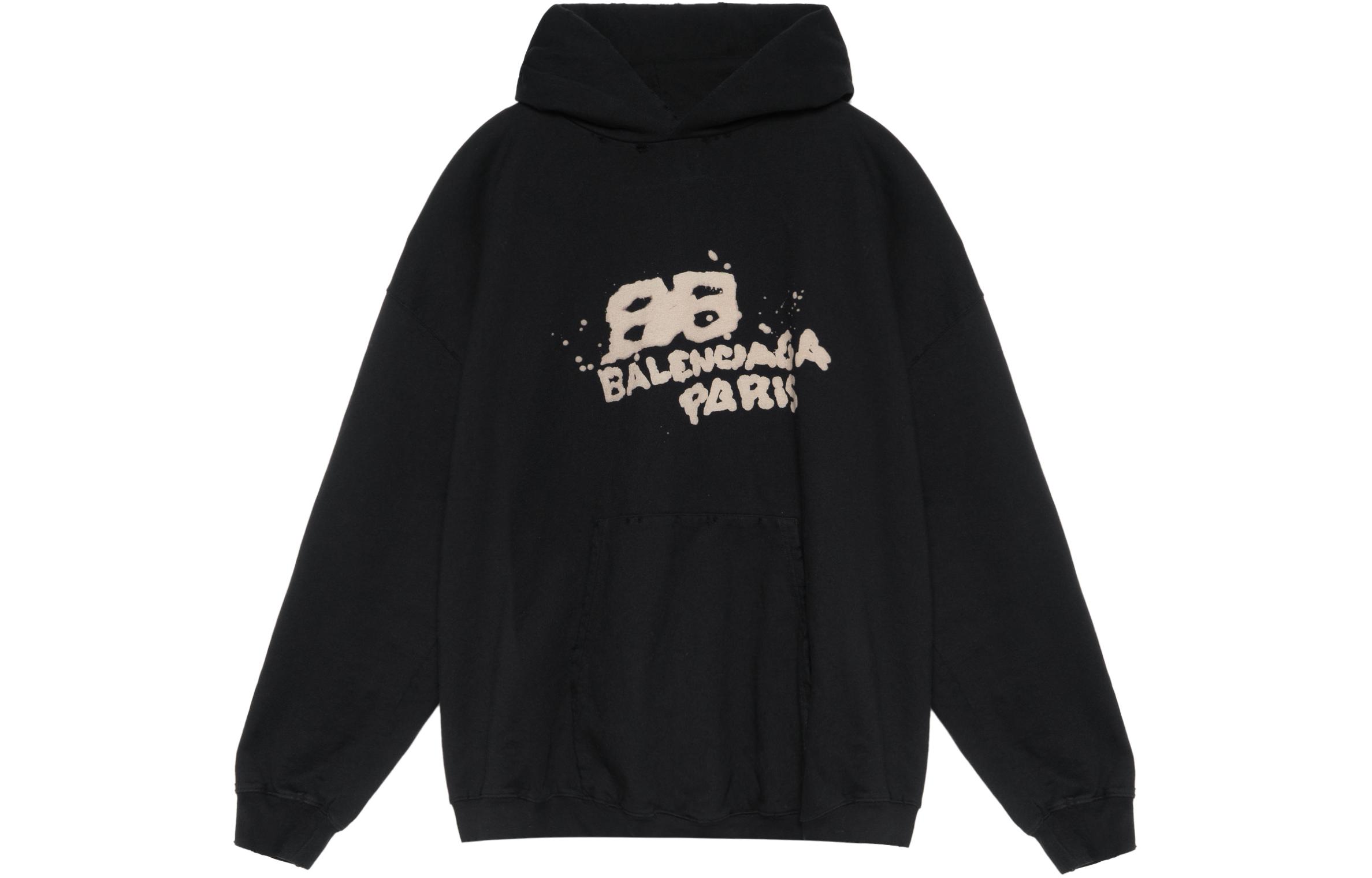 Order Balenciaga FW22 Hand Drawn Logo Print Black Hoodie  Oversized Fit. 620973TNVQ11059