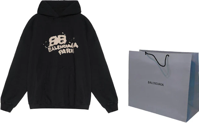Balenciaga FW22 Hand Drawn Logo Print Black Hoodie Oversized Fit. 620973TNVQ11059 Shop Balenciaga FW22 Hand Drawn Logo Print Black Hoodie Oversized Fit. 620973TNVQ11059