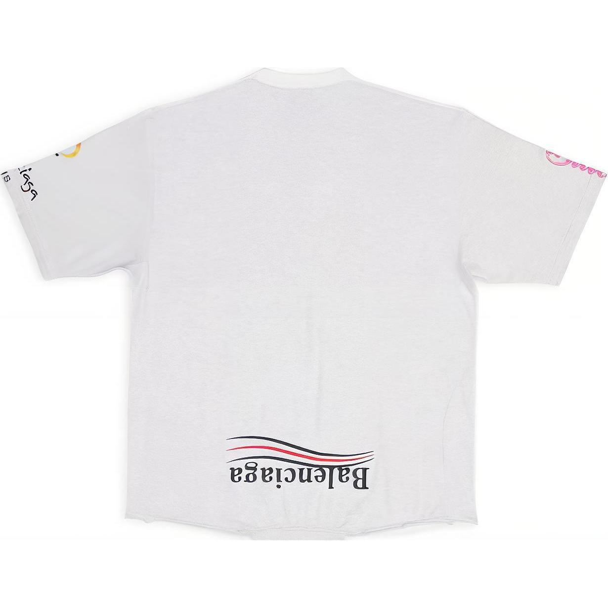 Balenciaga FW22 Inverted Print Patchwork Loose Fit T-Shirt White Mens. 698811TMVC9900 圖 3