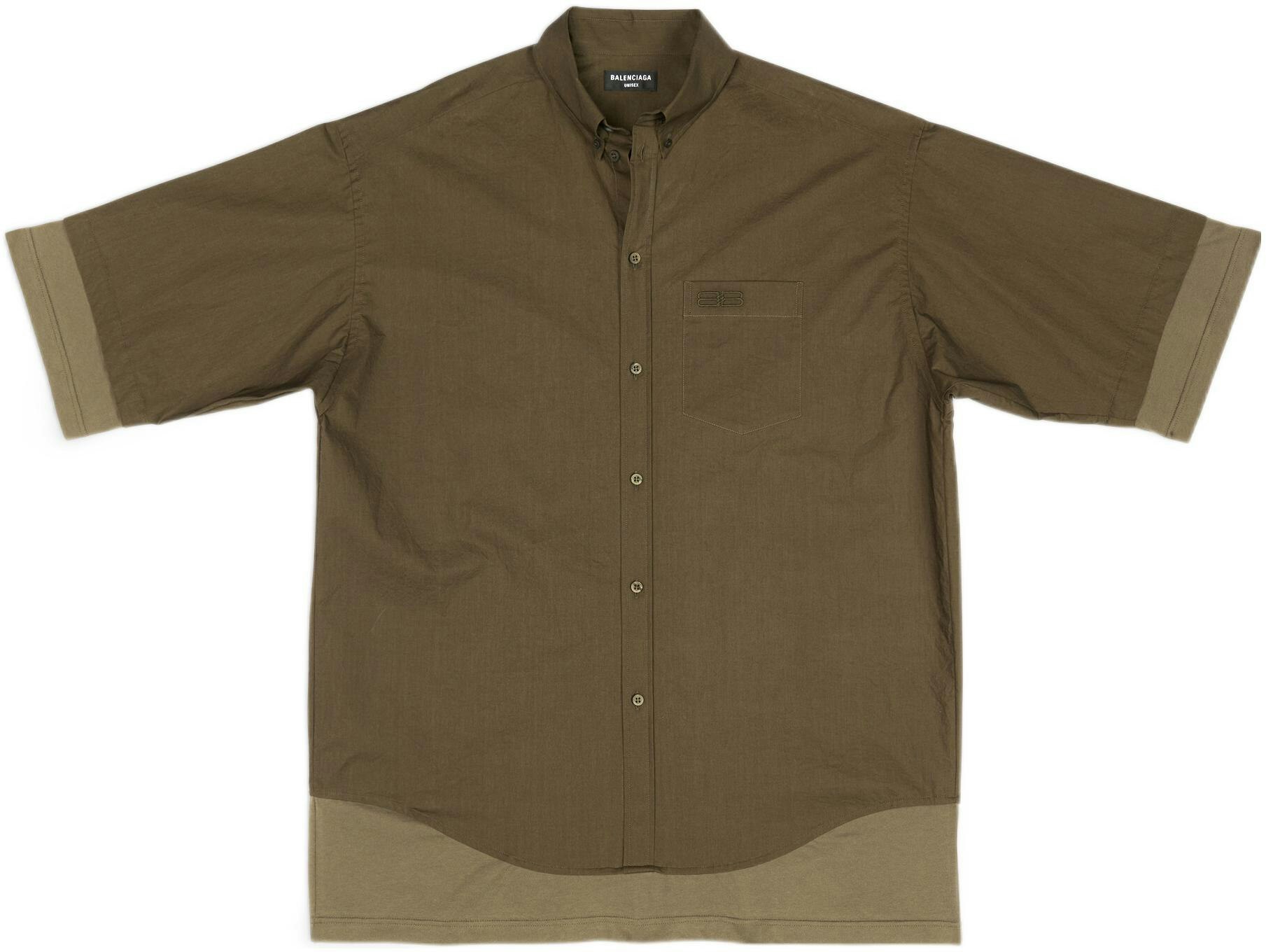 balenciaga-fw-22-knit-layered-short-sleeve-button-up-shirt-men-s-dark-green-699195-tmm-442840