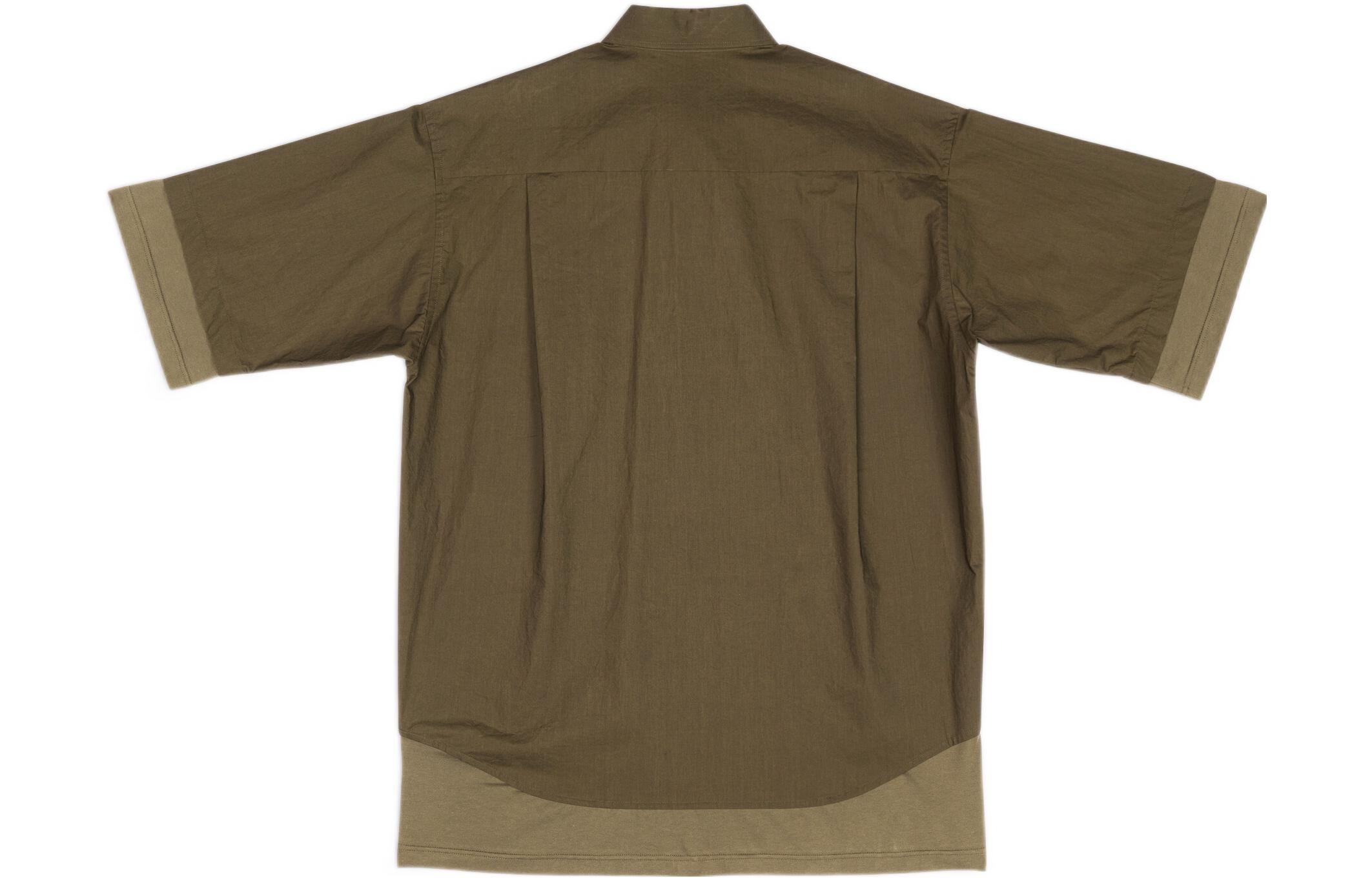 Lookbook Balenciaga FW22 Knit Layered Short-Sleeve Button-Up Shirt Men’s Dark Green. 699195TMM442840