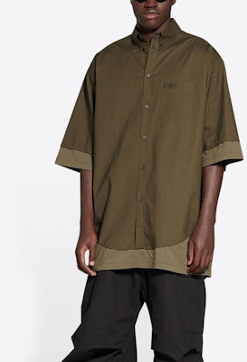 Balenciaga FW22 Knit Layered Short-Sleeve Button-Up Shirt Men’s Dark Green. 699195TMM442840 Shop Balenciaga FW22 Knit Layered Short-Sleeve Button-Up Shirt Men’s Dark Green. 699195TMM442840
