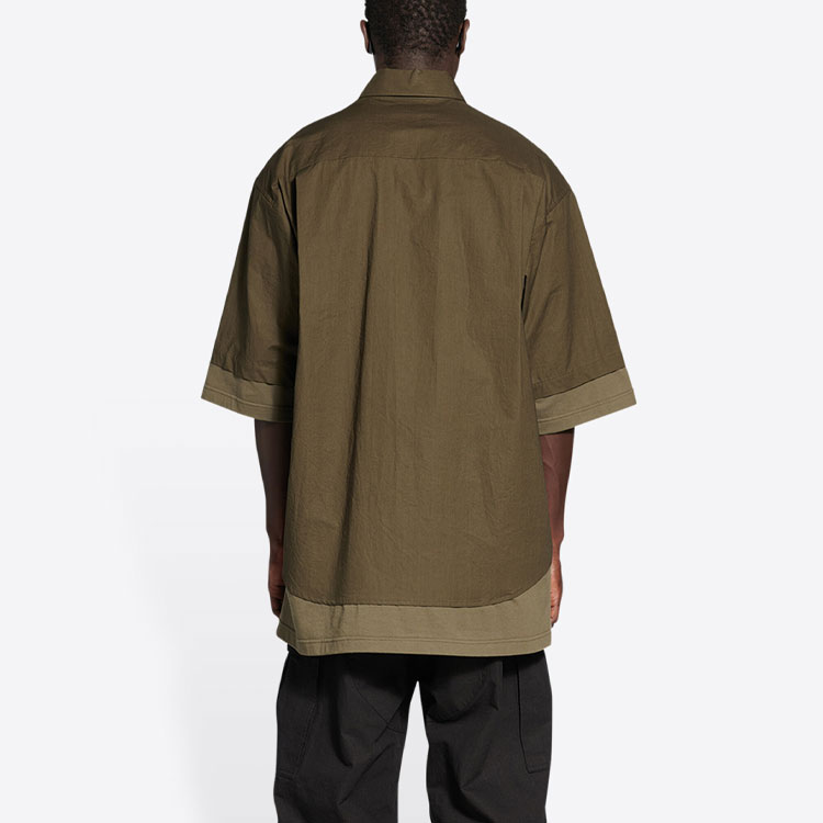 Purchase Balenciaga FW22 Knit Layered Short-Sleeve Button-Up Shirt Men’s Dark Green. 699195TMM442840