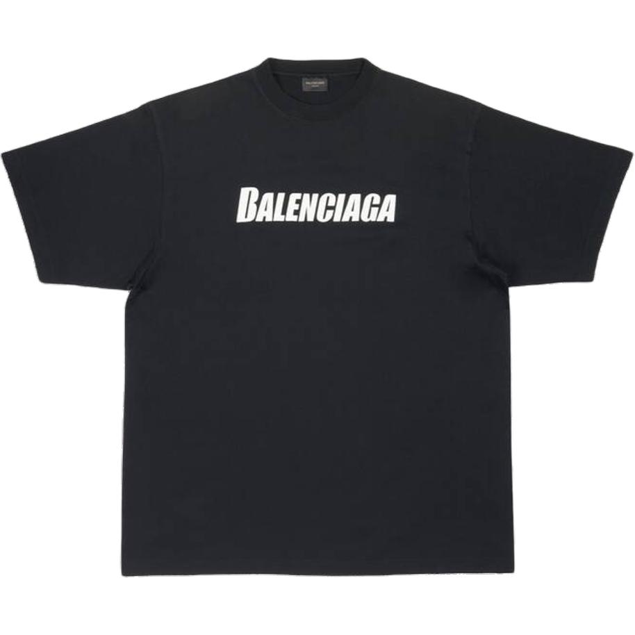 Balenciaga FW22 Letter Logo Oversized Unisex Black T-Shirt. 651795TNVL11070