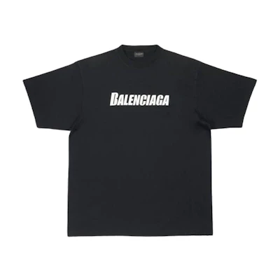 Balenciaga FW22 Letter Logo Oversized Unisex Black T-Shirt. 651795TNVL11070