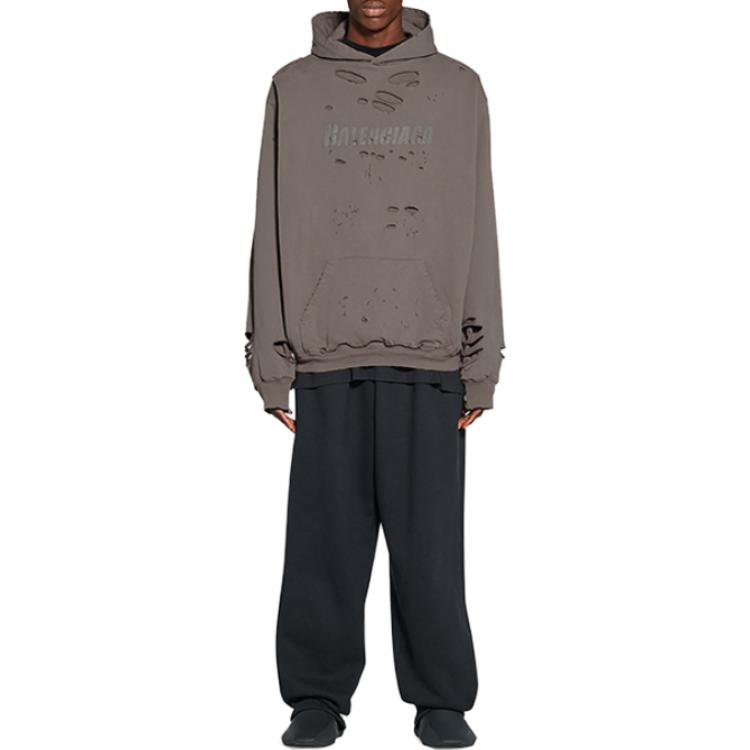 Balenciaga FW22 Letter Logo Print Distressed Oversized Hoodie Beige Menswear. 659403TKVB67185 圖 7