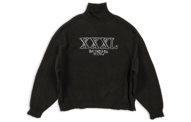 Balenciaga FW22 Letter Logo Print High-Neck Knit Sweater Unisex Oversized Black. 718728T32571070 圖 2