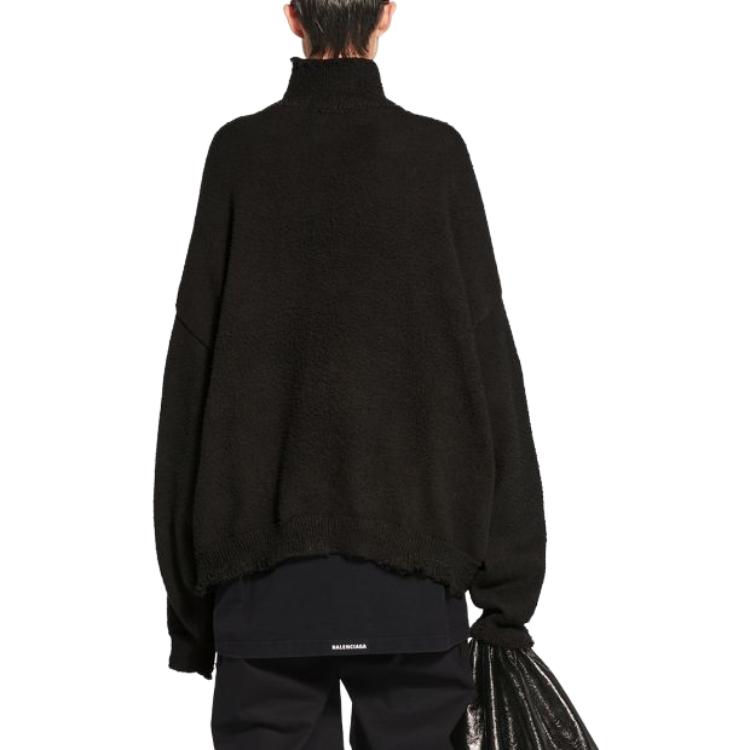 Balenciaga FW22 Letter Logo Print High-Neck Knit Sweater Unisex Oversized Black. 718728T32571070 圖 5