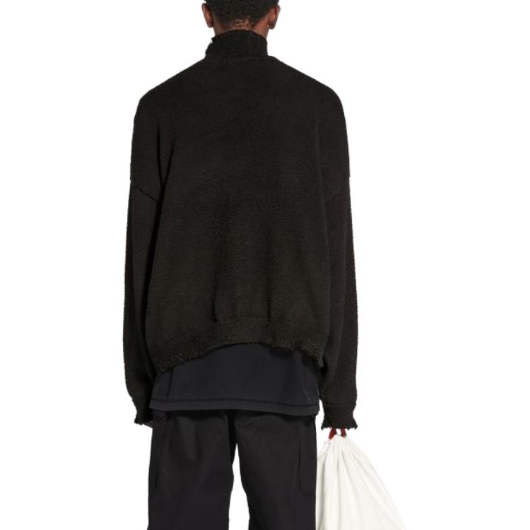 Balenciaga FW22 Letter Logo Print High-Neck Knit Sweater Unisex Oversized Black. 718728T32571070 圖 6