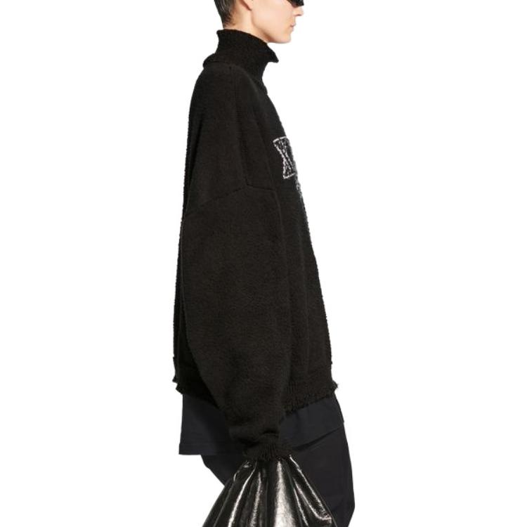 Balenciaga FW22 Letter Logo Print High-Neck Knit Sweater Unisex Oversized Black. 718728T32571070 圖 7