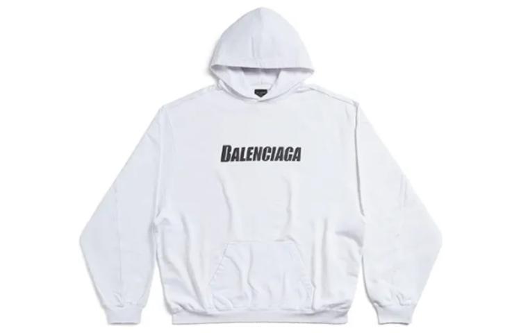 Buy Balenciaga FW22 Letter Logo Print Oversized Hoodie White  Long Sleeve. 729361TNVL29040