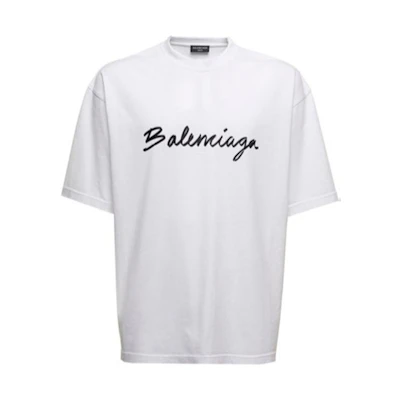 Balenciaga FW22 Letter Logo Print White Casual T-Shirt Regular Fit . 612966TMVB49040