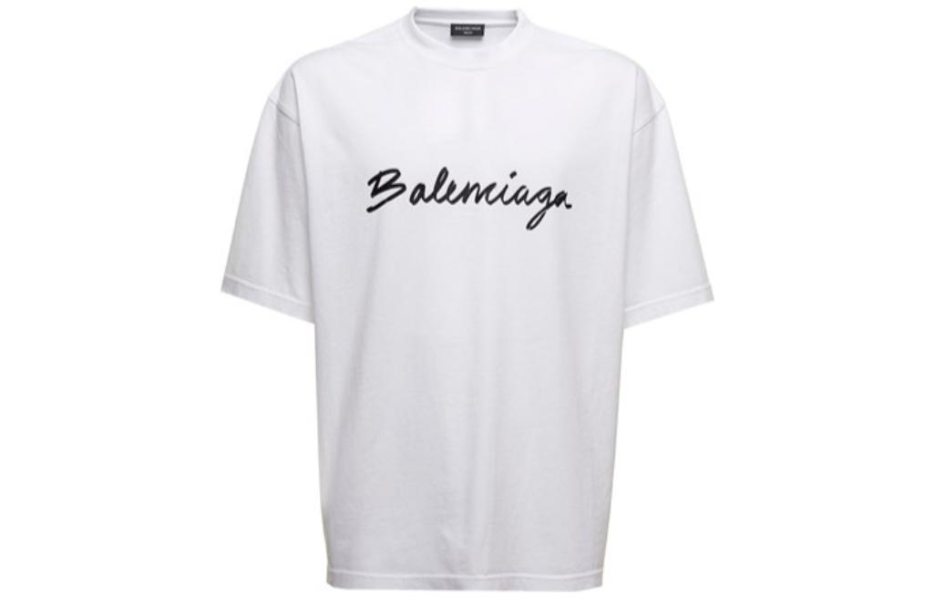 Balenciaga FW22 Letter Logo Print White Casual T-Shirt Regular Fit . 612966TMVB49040 圖 2
