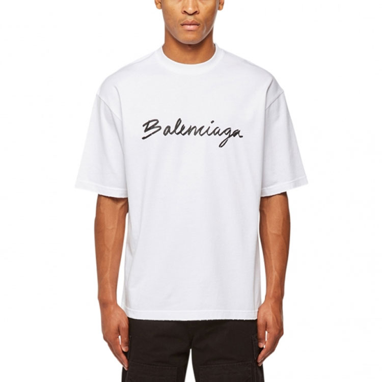 Balenciaga FW22 Letter Logo Print White Casual T-Shirt Regular Fit . 612966TMVB49040 圖 4