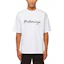 Shop Balenciaga FW22 字母标志印花白色休闲T恤 常规版型。 612966TMVB49040