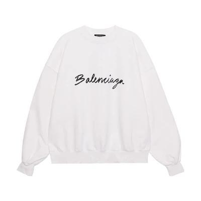 Balenciaga FW22 Letter Print Crewneck Sweatshirt White Sweater. 697869TMVB59040