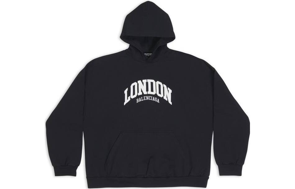 Balenciaga FW22 Letter Print Hoodie Black - Relaxed Fit Long Sleeve 674986TLVG61070