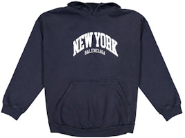 Balenciaga FW22 Letter Print Hoodie Navy Unisex Loose Fit Pullover 675003TLVM33967 Balenciaga FW22 Letter Print Hoodie Navy Unisex Loose Fit Pullover 675003TLVM33967