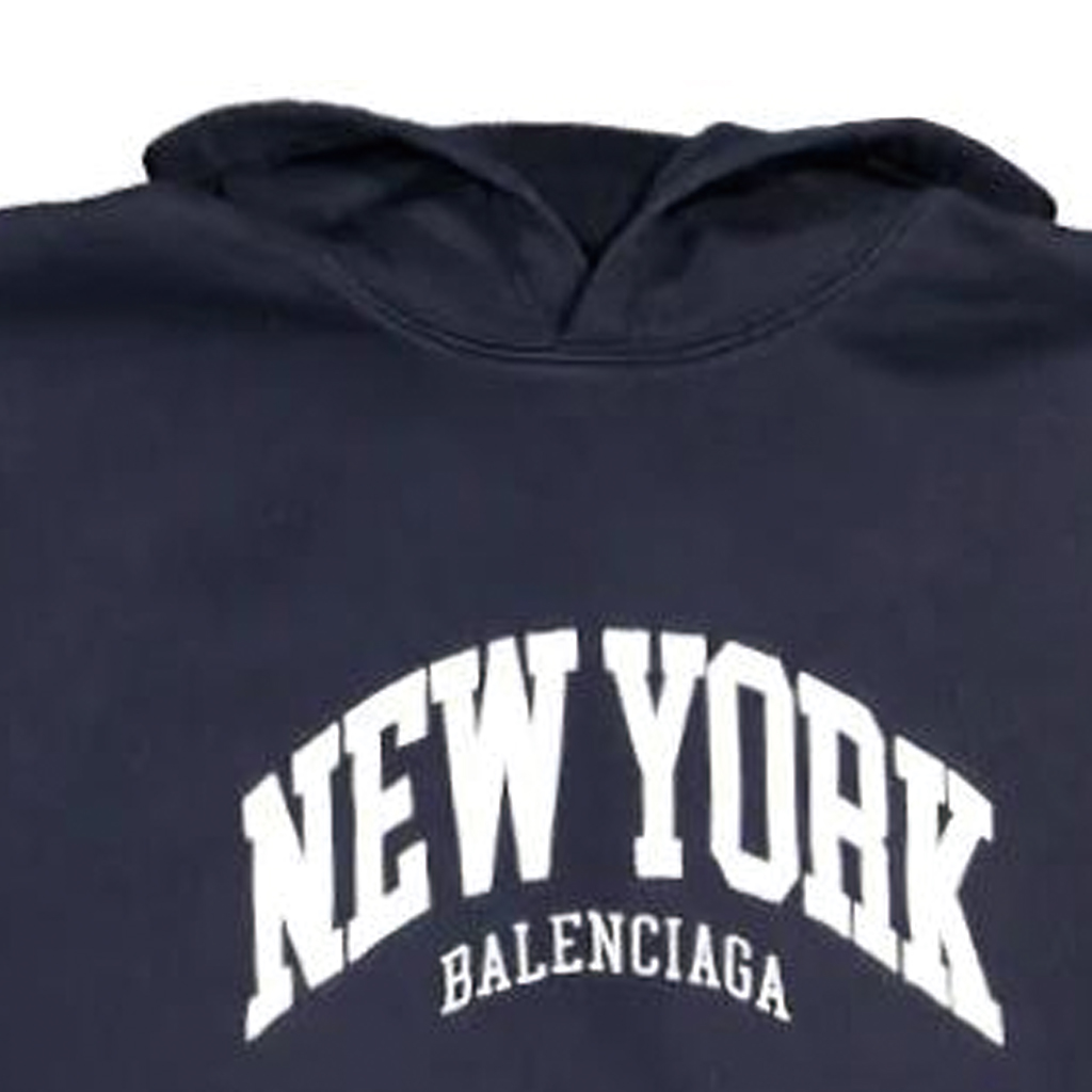 Details for Balenciaga FW22 Hoodie Navy Cetak Huruf Unisex Loose Fit Pullover 675003TLVM33967