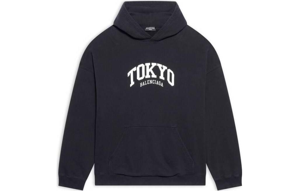 Balenciaga FW22 Letter Print Pullover Hoodie Black Men 674986TLVK71070