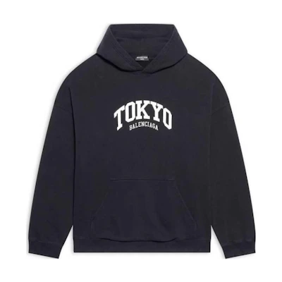 Balenciaga FW22 Letter Print Pullover Hoodie Black Men 674986TLVK71070