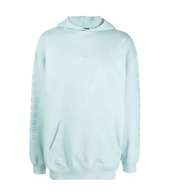 Balenciaga FW22 Light Blue Oversized Casual Sweatshirt with Logo Embroidery Unisex 570811TMVG64947