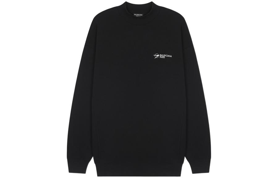 Balenciaga FW22 Logo Crewneck Sweatshirt Black - Casual Regular Fit 652981TKV871070