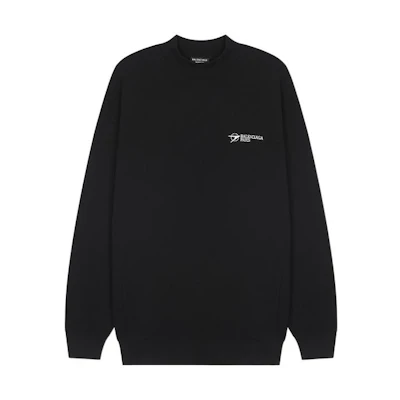 Balenciaga FW22 Logo Crewneck Sweatshirt Black - Casual Regular Fit 652981TKV871070