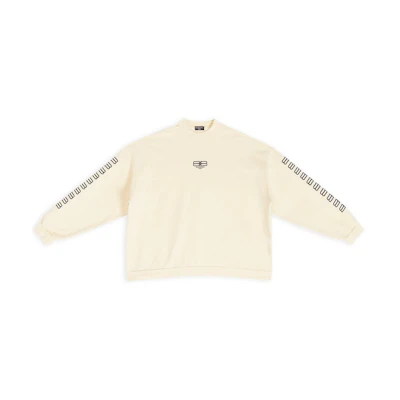 Balenciaga FW22 Logo Embroidered Crewneck Long Sleeve Sweatshirt Beige Mens 699212TMVG69069