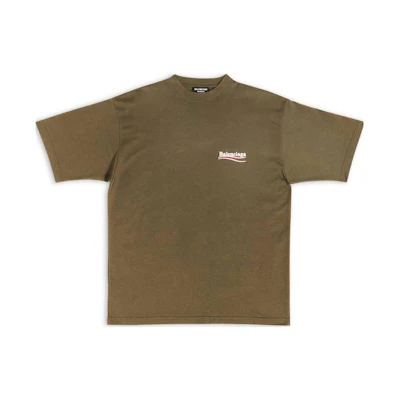 Balenciaga FW22 Logo Letter Khaki Green Oversized T-Shirt for Men. 641675TKVJ12463