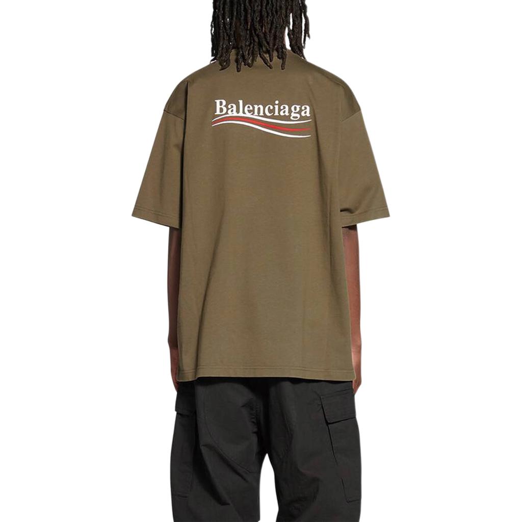 Balenciaga FW22 Logo Letter Khaki Green Oversized T-Shirt for Men. 641675TKVJ12463 圖 6