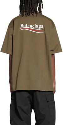 Balenciaga FW22 Logo Letter Kaos Oversized Hijau Khaki Pria. 641675TKVJ12463 Details for Balenciaga FW22 Logo Letter Kaos Oversized Hijau Khaki Pria. 641675TKVJ12463