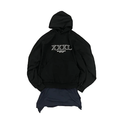 Balenciaga FW22 Logo Patchwork Hem Hoodie Unisex Black 720406TNVD91070