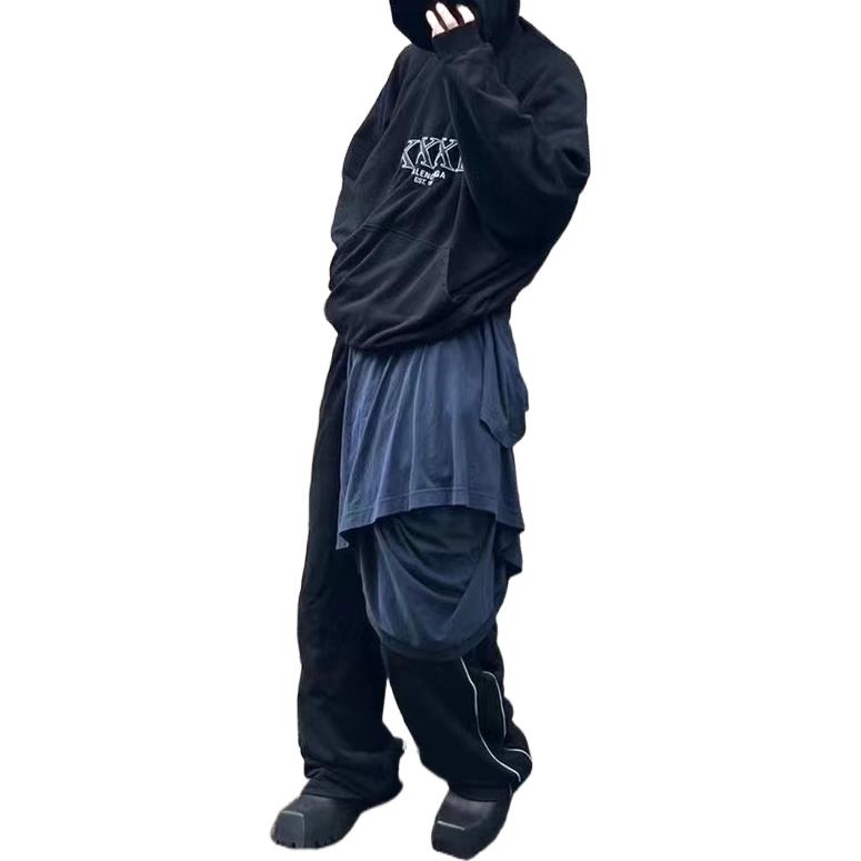 Balenciaga FW22 Logo Patchwork Hem Hoodie Unisex Black 720406TNVD91070 圖 5