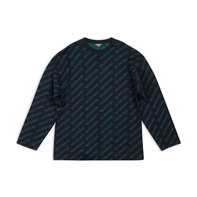 Balenciaga FW22 Logo Print Crewneck Sweater - Dark Blue. 736247T32334301