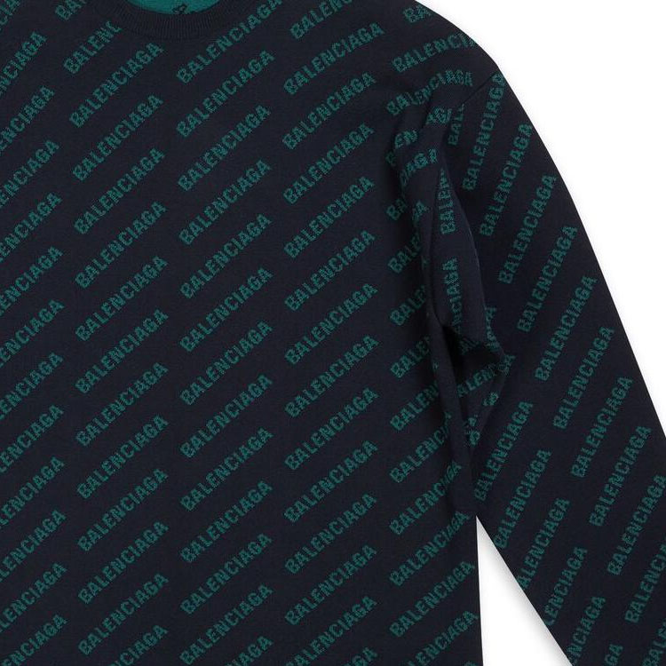 Sizing Balenciaga FW22 Logo Print Crewneck Sweater  - Dark Blue. 736247T32334301