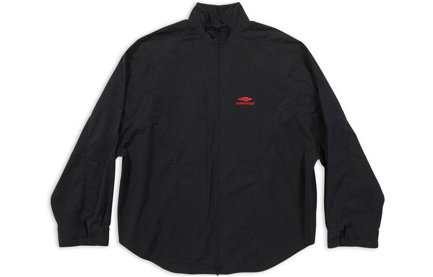 Balenciaga FW22 Logo Print Embroidered Oversized Jacket Black Outerwear 720103TYB181000