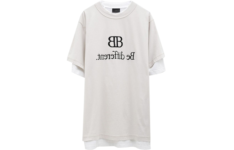 Balenciaga FW22 Logo Print Loose Fit Short Sleeve T-Shirt Beige Mens Casual Tee 720400TNVV39784 圖 2