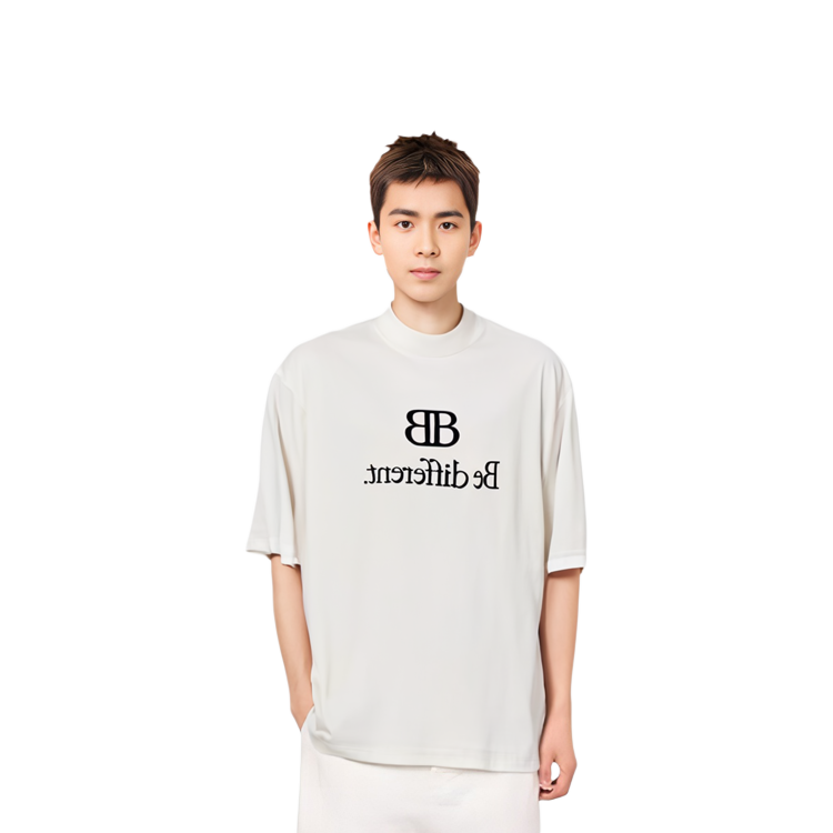 Balenciaga FW22 Logo Print Loose Fit Short Sleeve T-Shirt Beige Mens Casual Tee 720400TNVV39784 圖 4