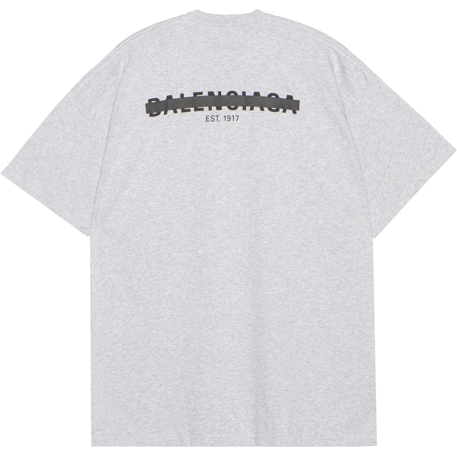 Lookbook 巴黎世家 FW22 Logo印花寬鬆版灰色T恤 - 時尚潮流上衣 694576TMVJ61023